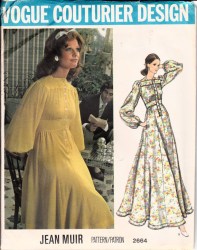 2664  VOGUE 1970 J MUIR HI WAIST TUCK INSET DRESS LENGTHS PATTERN 14,12